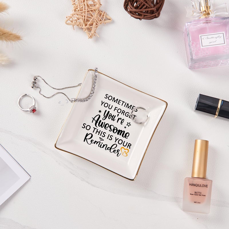 Spegiffu Birthday Gifts for Women Jewelry Dish - You Are Awesome Gift for Women Best Friends Female Coworker Mom Mother's Day Christmas Retirement Valentines Gifts for Her - Image 4